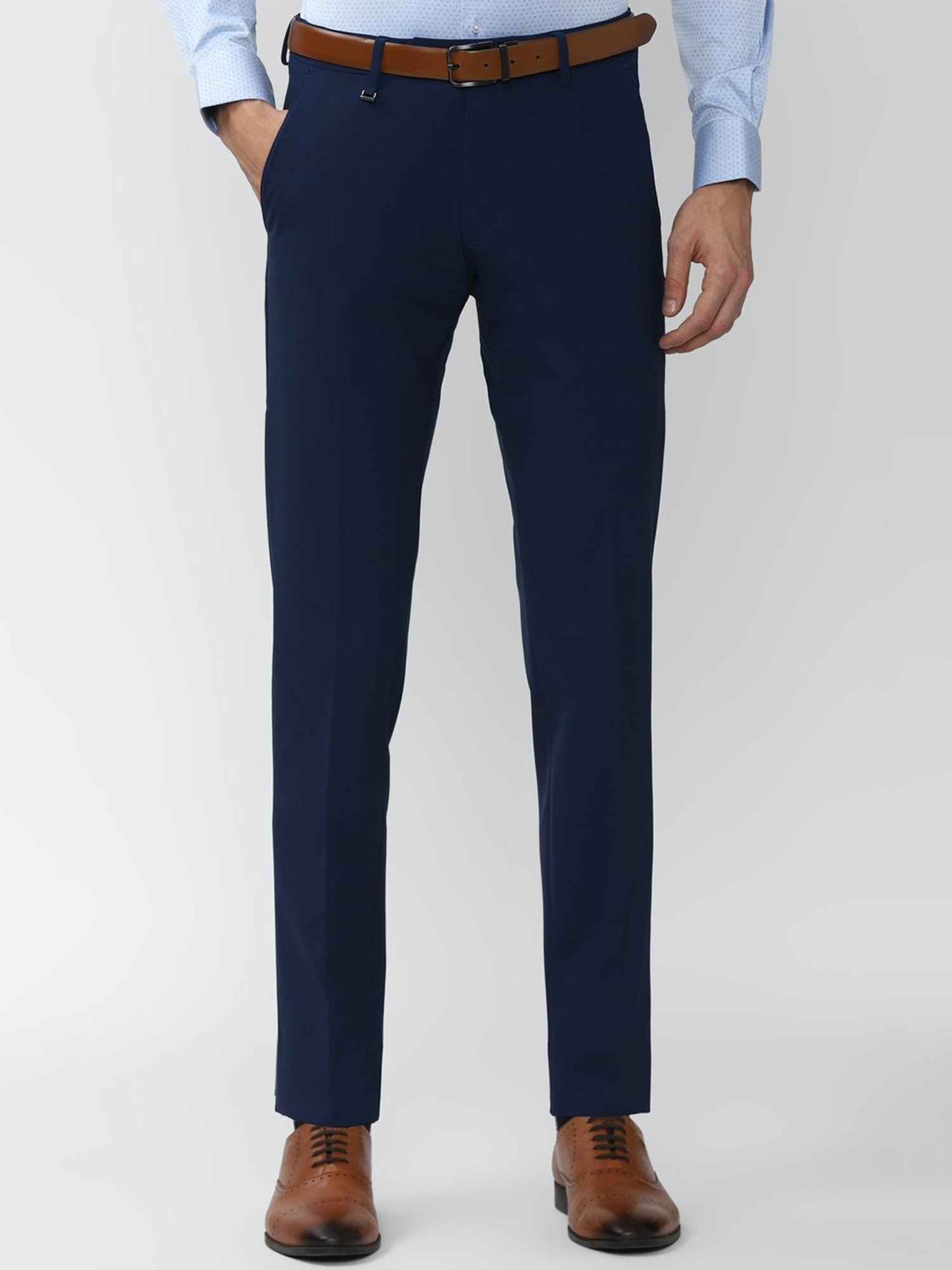 Van Heusen Navy Slim Fit Flat Front Trousers