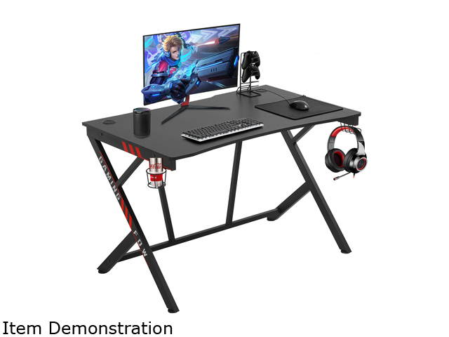 Gaming Desk Computer Desk Home Office Desk Racing Style Study DeskExtra Large Modern Ergonomic PC Carbon Fiber Writing Desk Table with Cup Holder Headphone Hook