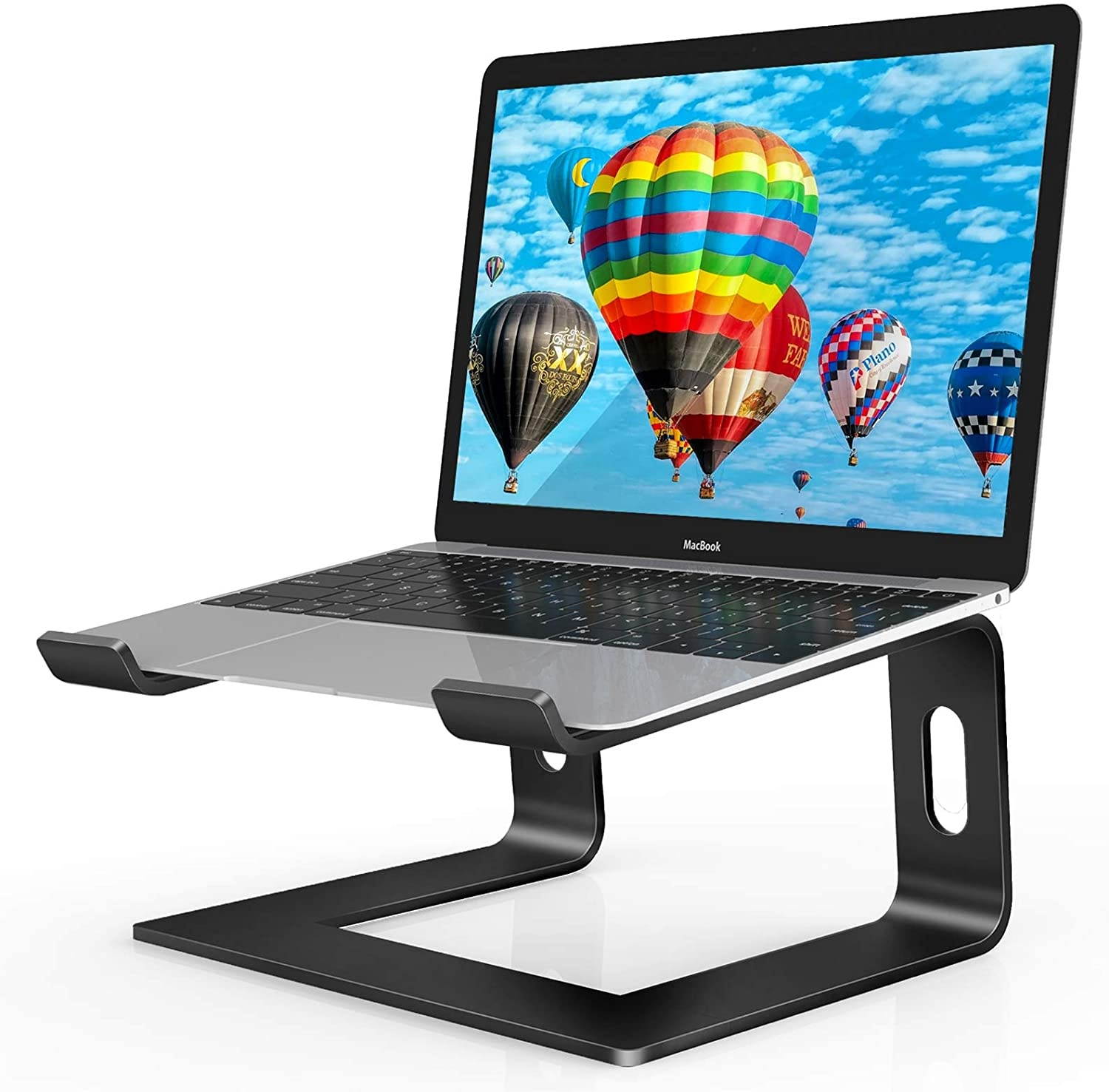 LEHOM Laptop Stand Aluminum Ergonomic Computer Raised Stands Holder Laptop Riser For Desk Detachable Desktop Stand Elevator for Macbook Pro Air Chromebook Dell HP More 10-15.6 inch LaptopsBlack