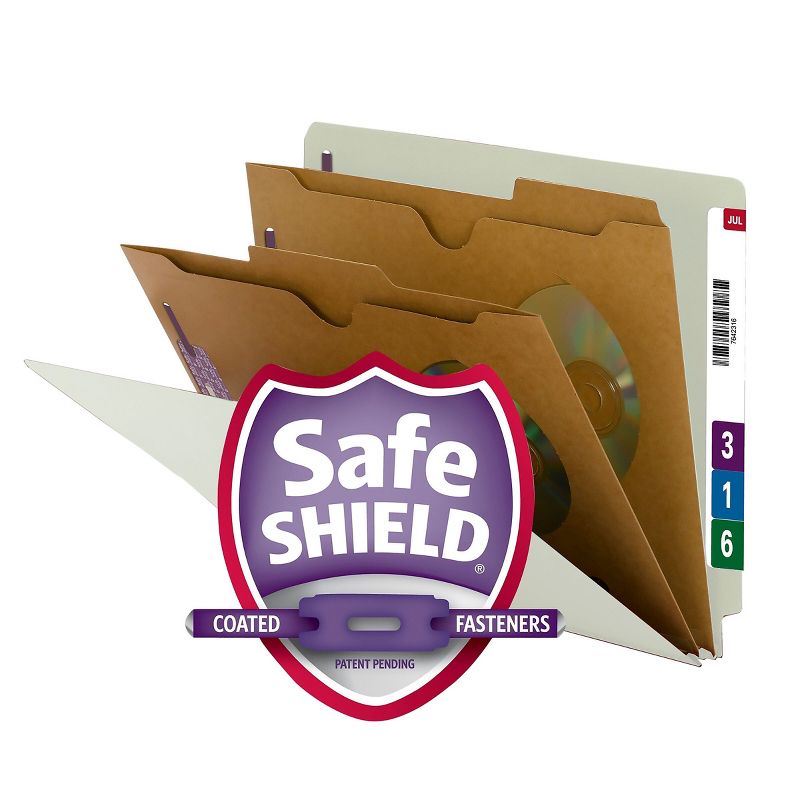 Smead Pressboard End Tab Classification Folder Pockets Letter Six-Section 10/Box 26710