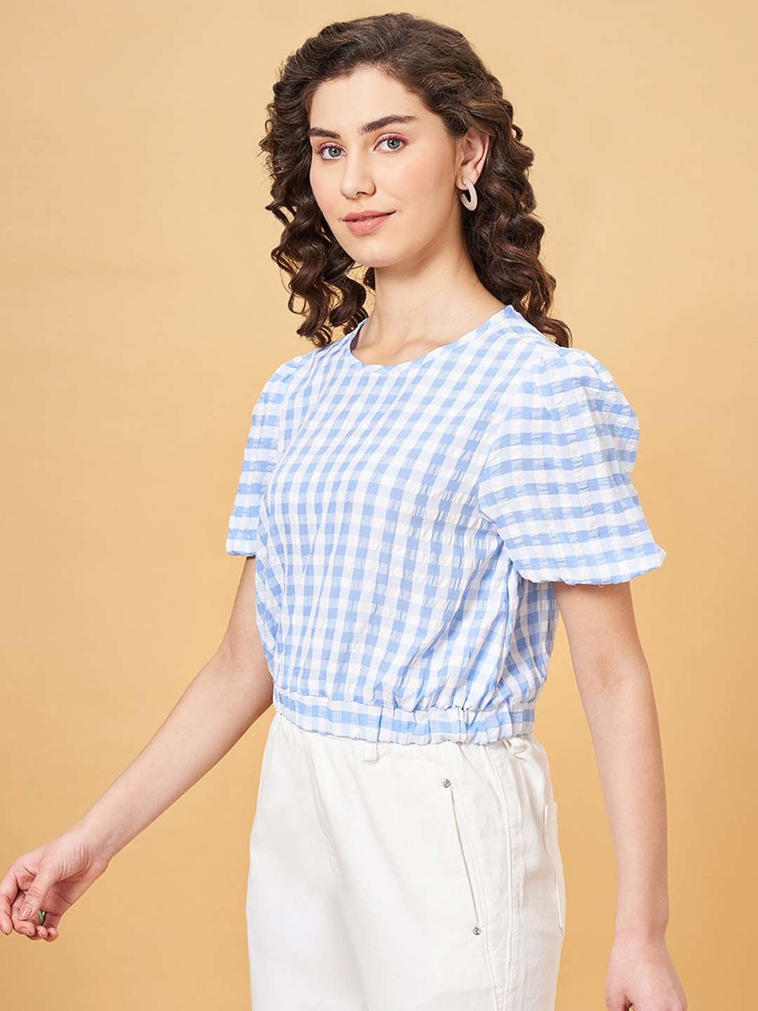 People by Pantaloons Blue Printed Top