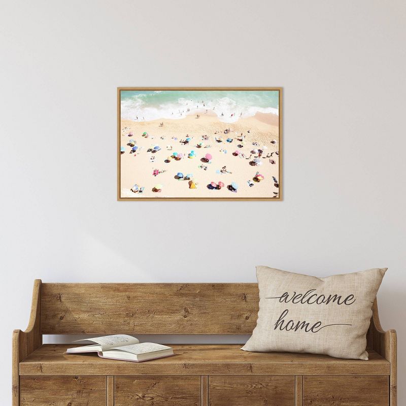 23" x 16" Seaside 1 Beach by Carina Okula Framed Canvas Wall Art - Amanti Art