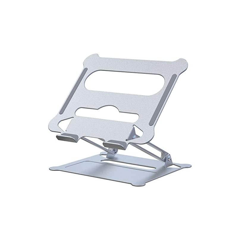 Adjustable Laptop Stand,  Aluminum Computer Riser, Ergonomic Computer Stand for desk, Laptop Riser Notebook Stand with Heat-Vent,Compatible with 10 - 15.6 Inches laptop, MacBook, Air, Pro, -Silver