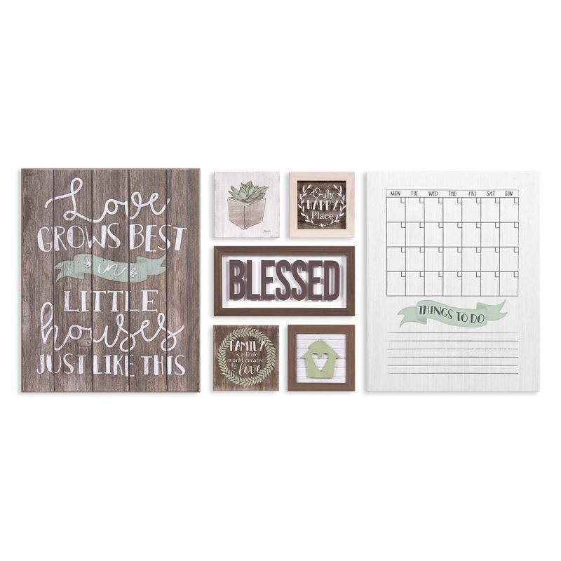 7pc Rustic Farmhouse Blessed Mixed Media Wall Art - Patton Wall Decor