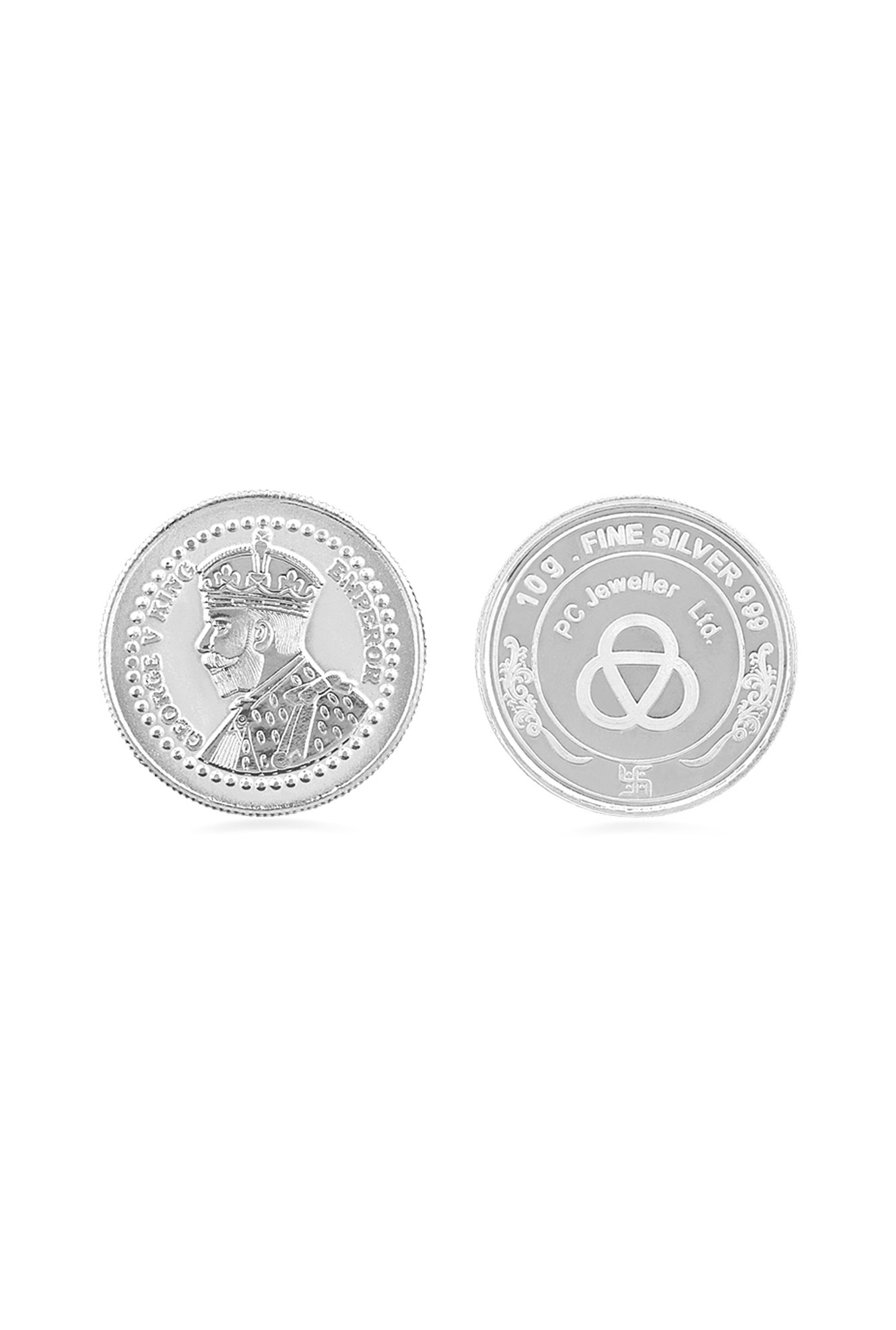 PC Jeweller George V King 999 10gm Silver Coin