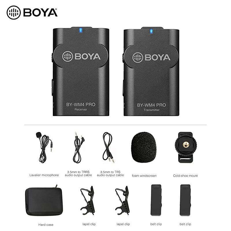 Upgrade 24GHz Wireless Lavalier Lapel Mic Omnidirectional Microphone System Audio Recording with Easy Clip On 35mm Plug for Canon Nikon Sony DSLR Camera Camcorder iPhone Huawei Smartphone