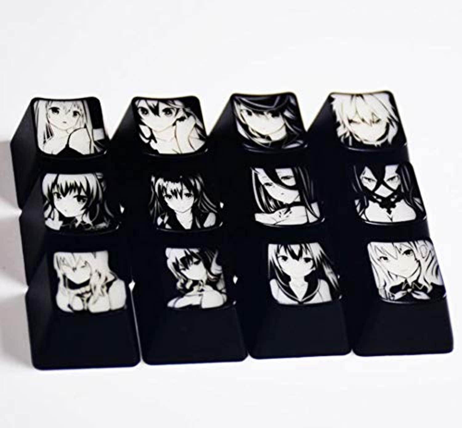 mugen custom general anime girls backlit 12 keycaps f row set for cherry mx switches - fits most mechanical gaming keyboards - with keycap puller