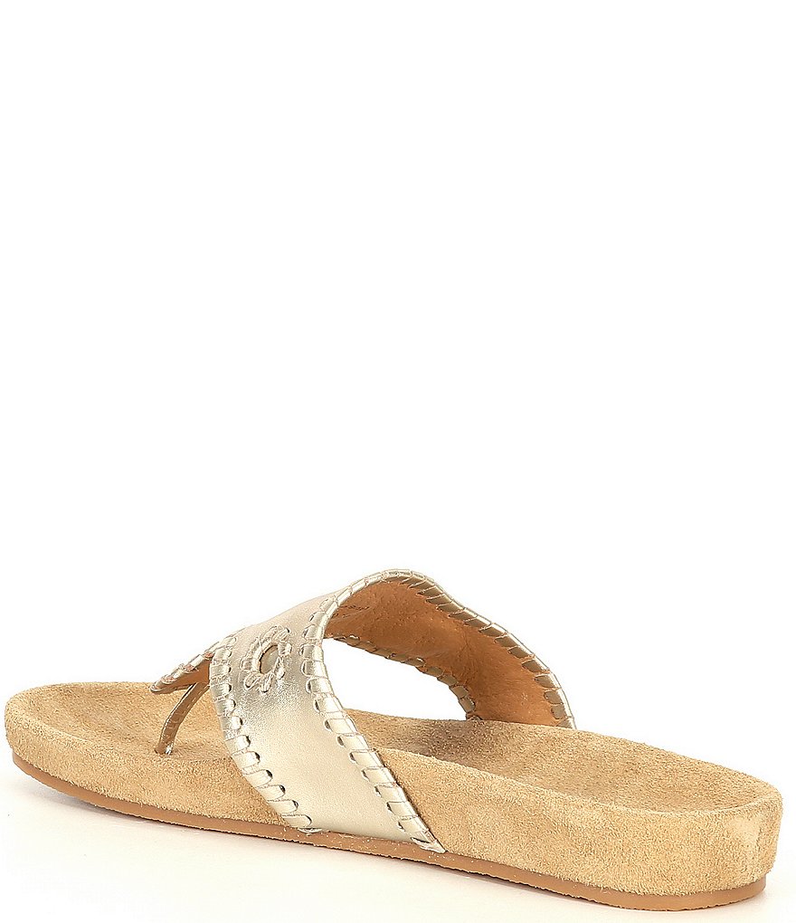 Jack Rogers Jacks Comfort Leather Whipstitch Detail Thong Sandals