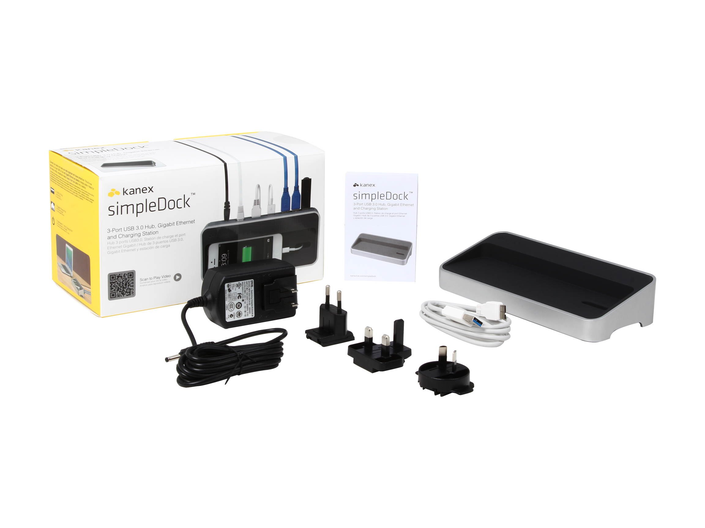 Kanex USB3DOCK Kanex SimpleDock 3-Port USB 3.0 Hub, Gigabit Ethernet and Charging Station