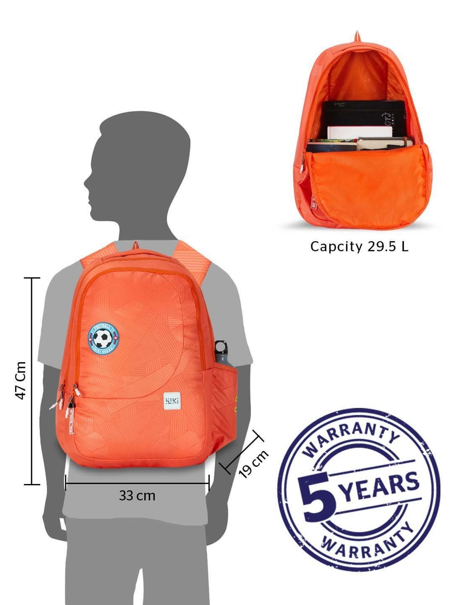 Wiki 29.5 Ltrs Orange Medium Backpack
