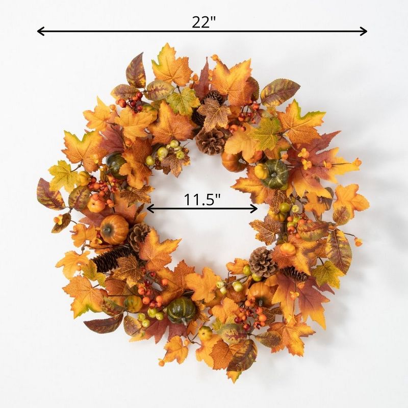 Sullivans Pumpkin & Berry Artificial Wreath 22"H Orange