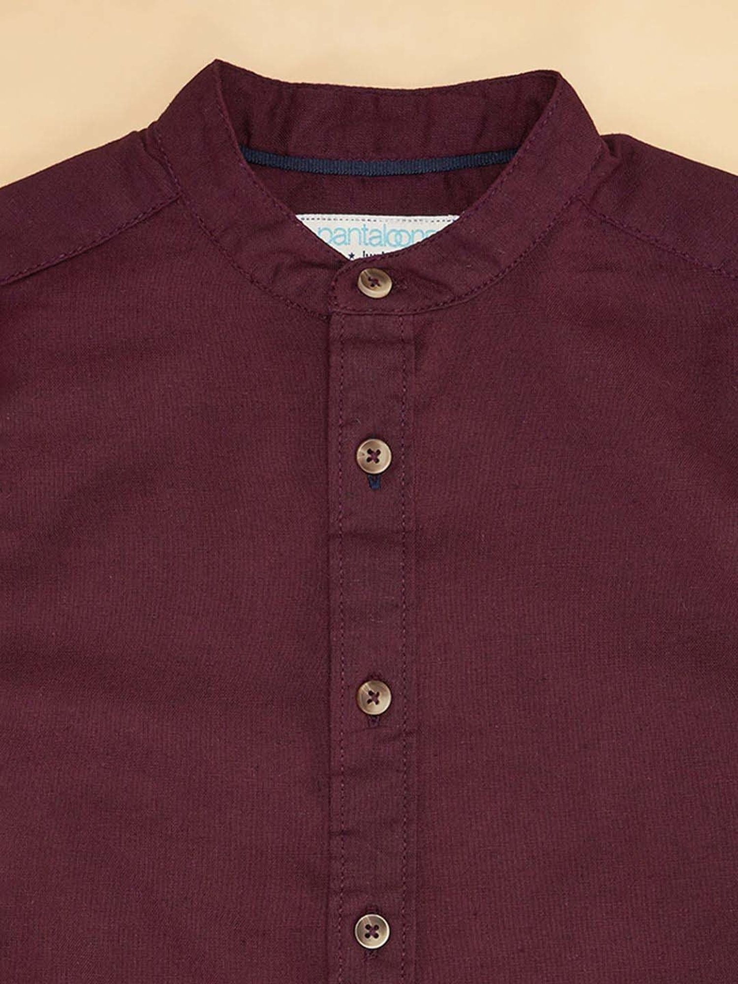 Pantaloons Junior Wine Cotton Regular Fit Full Sleeves Shirt