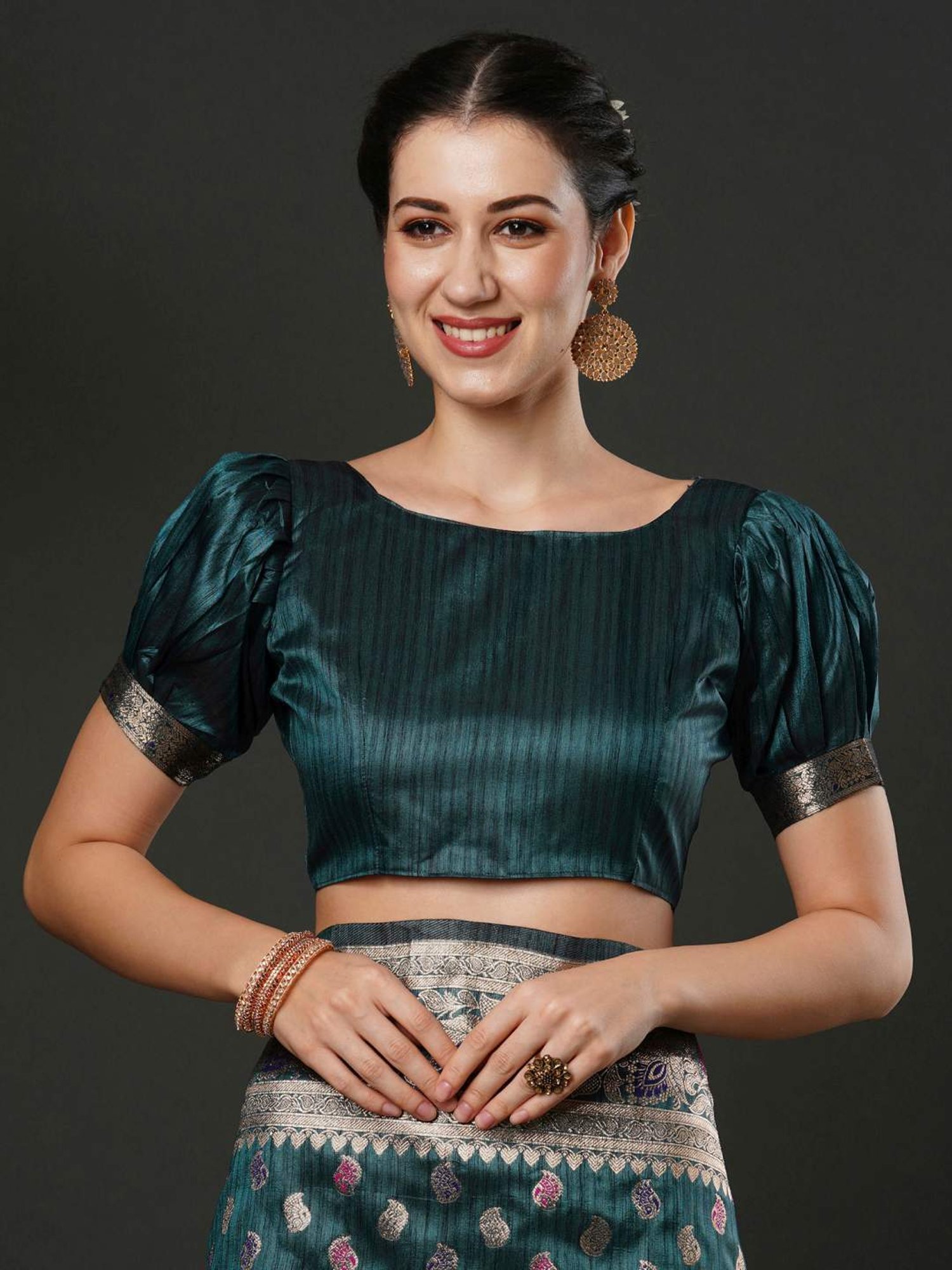 Saree Mall Blue Woven Saree With Unstitched Blouse