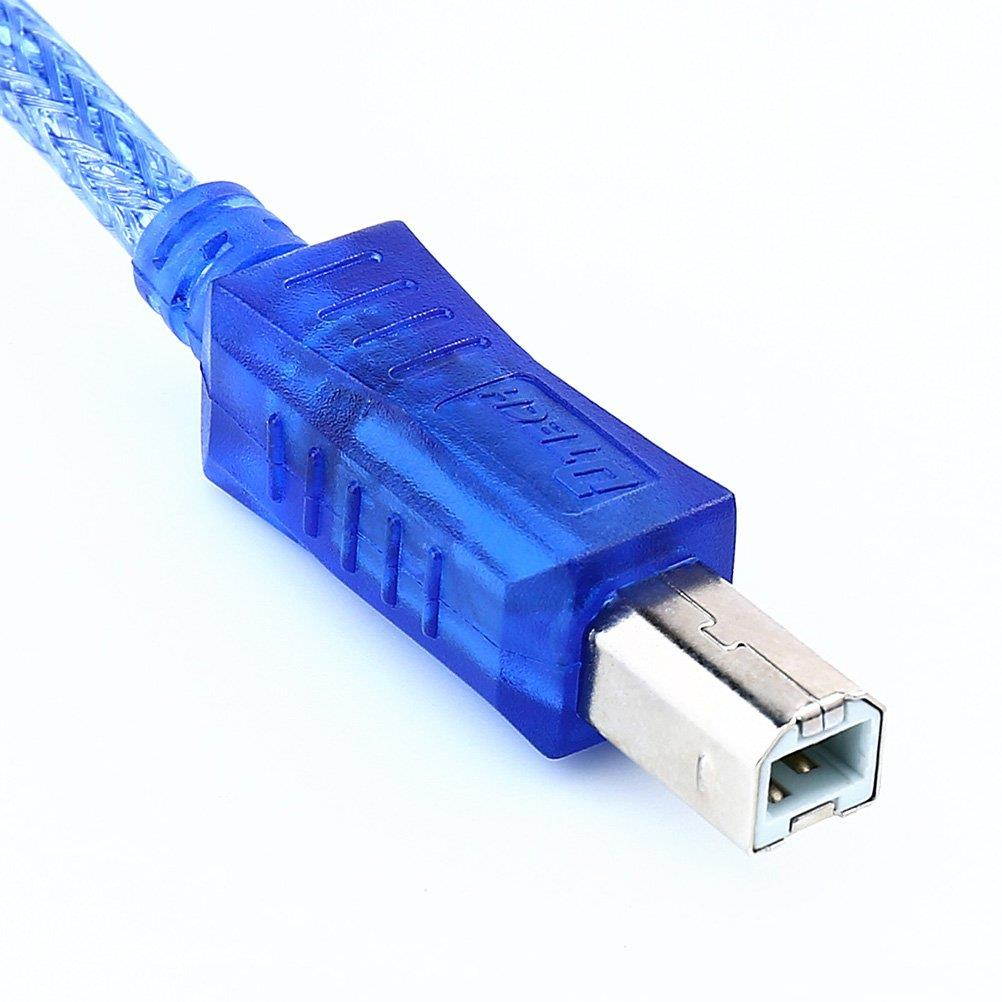 DTech 6 Feet USB 2.0 Printer Cable A Male to B Male Port Shielded Data Transfer Wire (6ft - Blue)