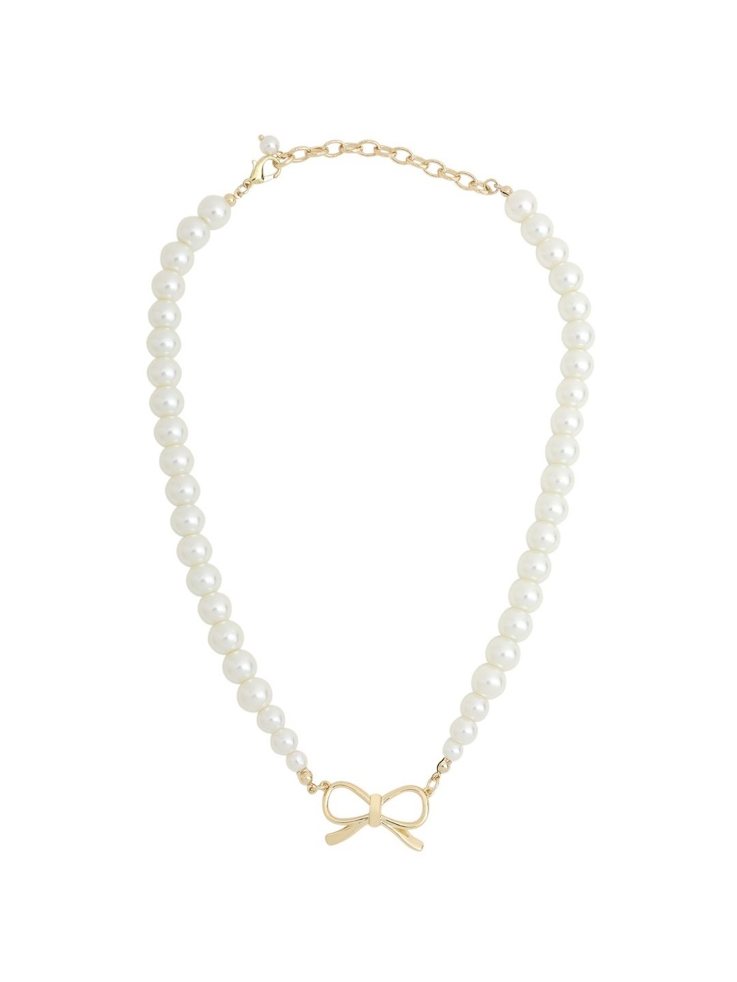 Prita by Priyaasi Pretty Bow Pearl Gold-Plated Necklace
