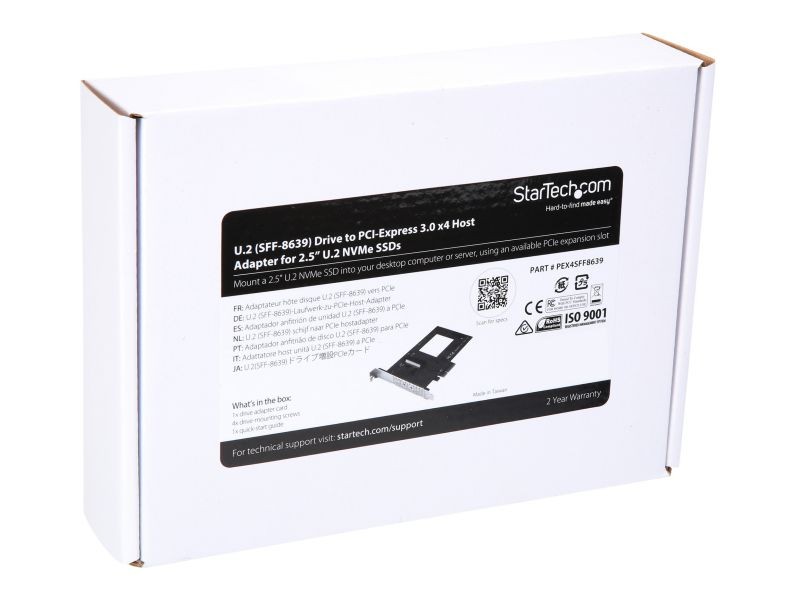 StarTech.com U.2 to PCIe Adapter for 2.5" U.2 NVMe SSD - x4 PCI Express 3.0 Model PEX4SFF8639