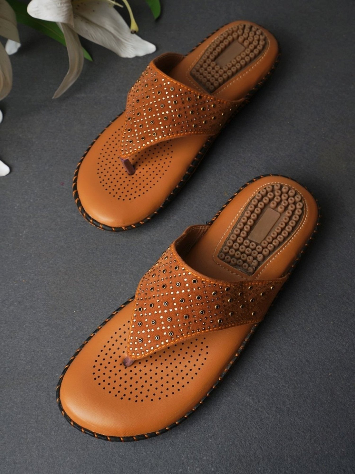 The White Pole Women's Brown Thong Sandals