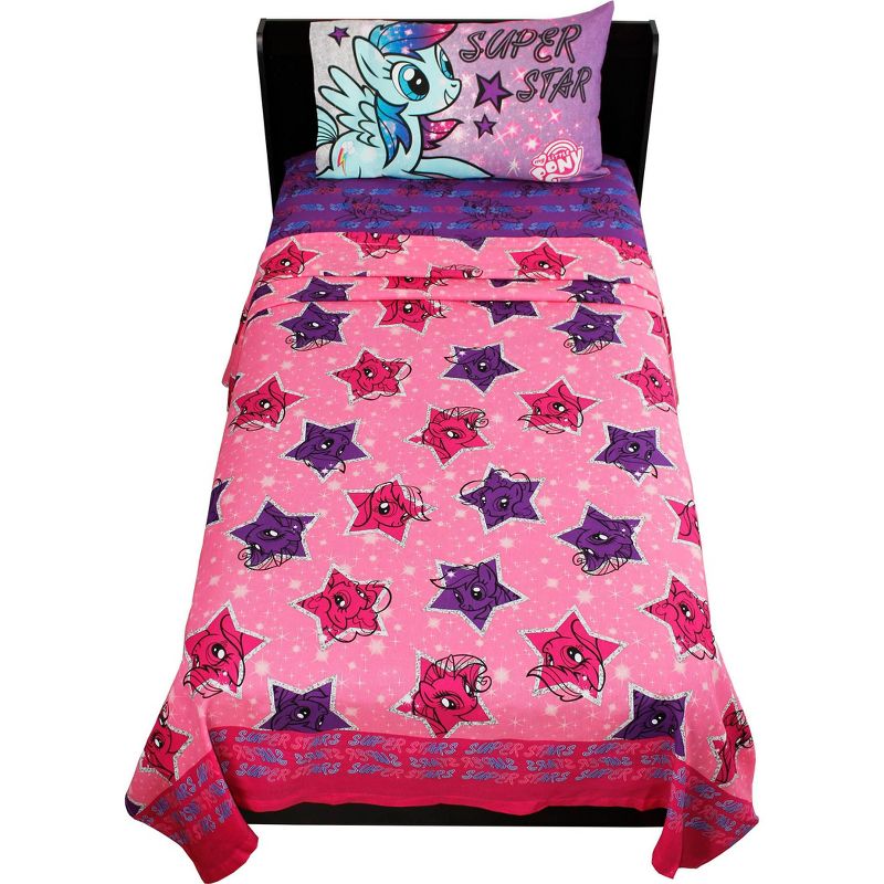 3pc Hasbro Twin Bed Sheet Set The Stars Are Out Bedding - My Little Pony..