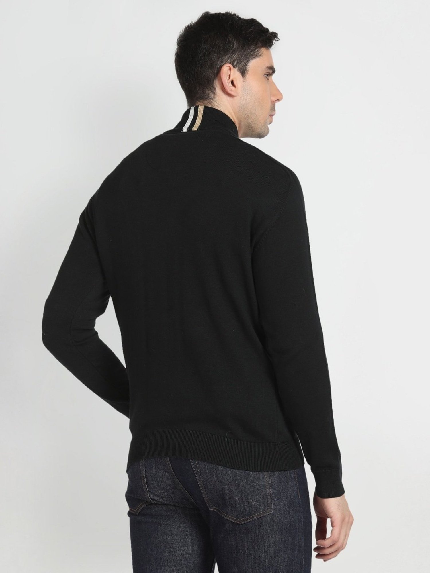 Arrow Sport Black Cotton Regular Fit Sweater