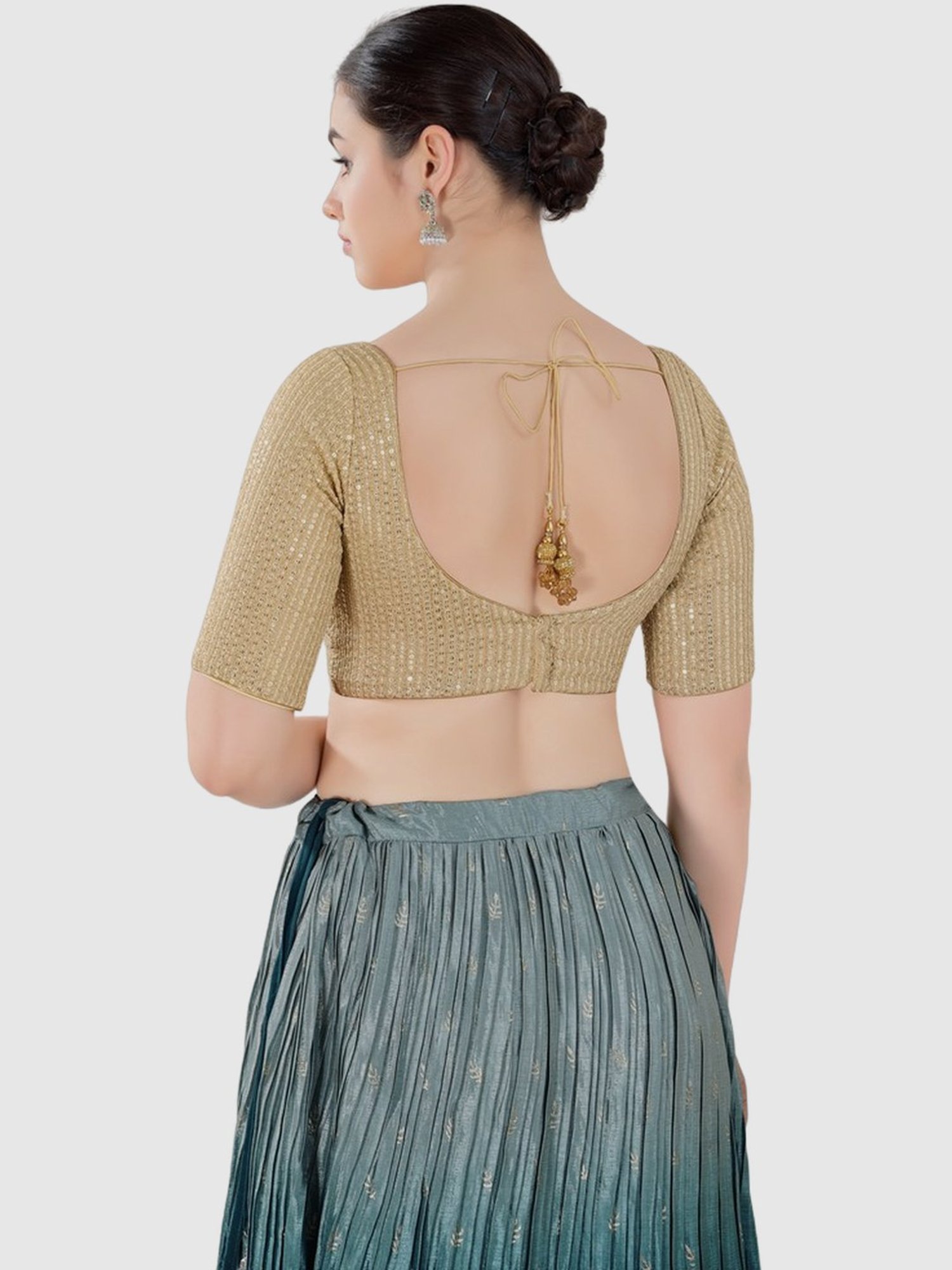 Salwar Studio Beige Embellished Blouse