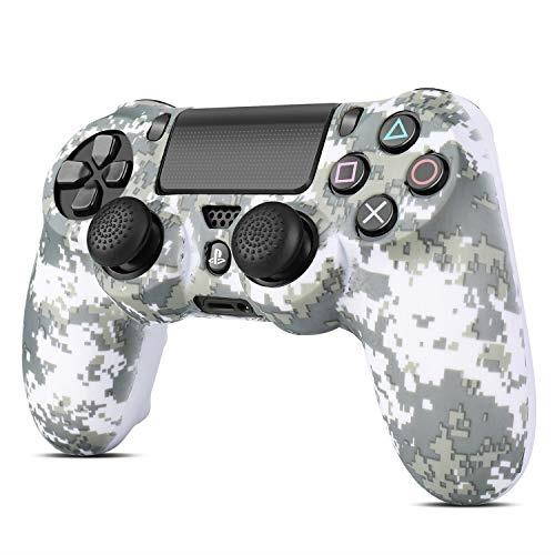 tnp ps4 / slim/pro controller skin grip cover case set  protective soft silicone gel rubber shell & antislip thumb stick caps for sony playstation 4 controller gaming gamepad camo mosaic brown
