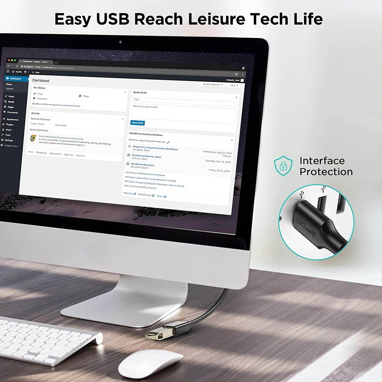 USB Extension Cable 3FT, QGeeM USB 3.0 Extension Cable Type A Male to A Female Extender Code 5Gbps Data Transfer Compatible with USB Flash Drive,Hard Drive,Keyboard,Printer