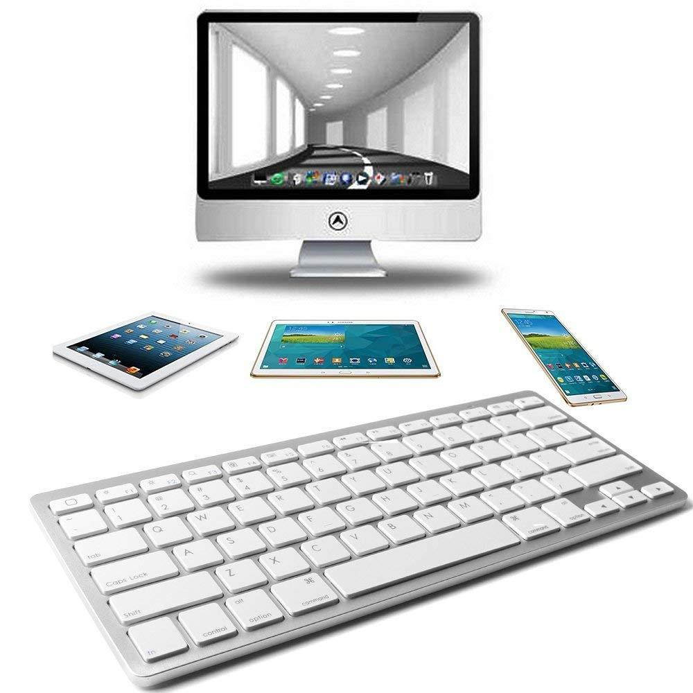 D Dingrich Compatible for Wireless Keyboard White - Windows, iOS, Mac OS, Android System - Computers, Tablets, Smart Phones - iPhone 8/iPhone 8plus/iPhone 7/iPhone 7plus Ultra-Slim (White)