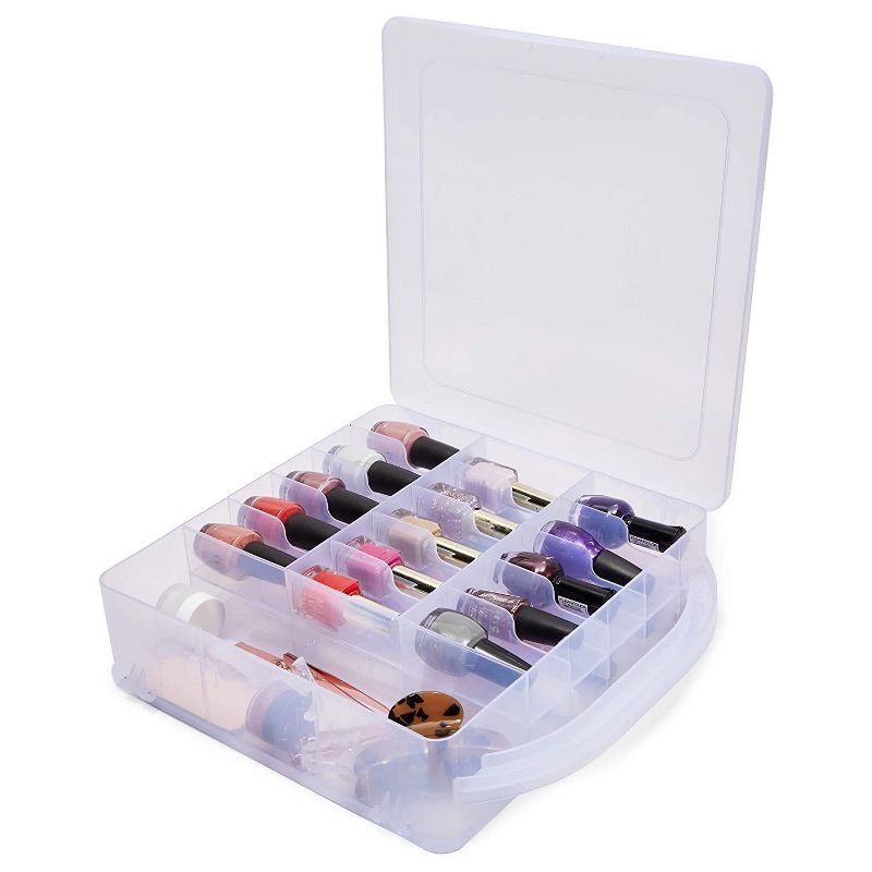 Glamlily Clear Nail Polish Organizer Case, Storage Holder for 30 Bottles and Tools (11.8 x 11.2 x 3.15 In)