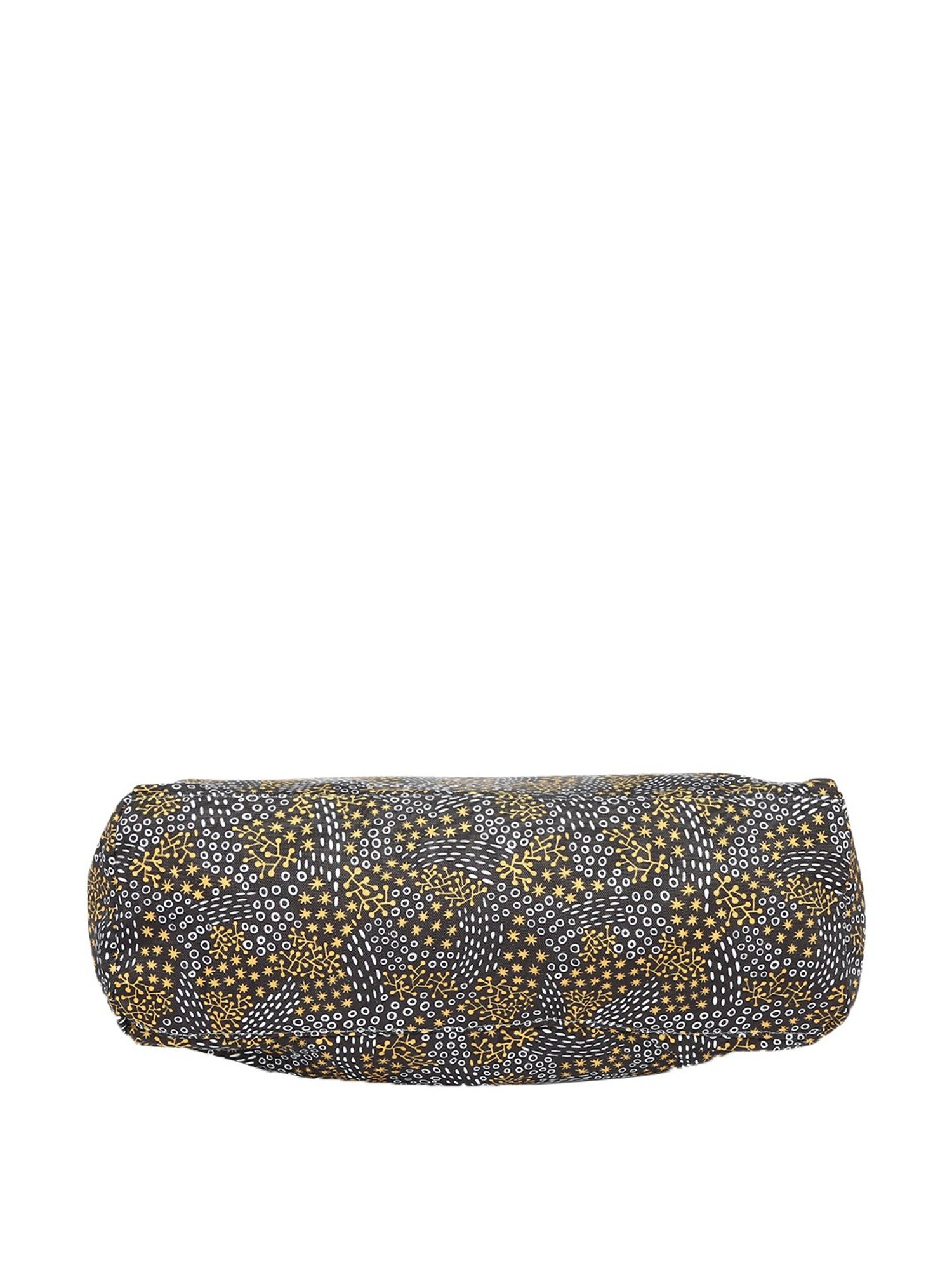 Baomi Black & Yellow Printed Medium Shoulder Bag