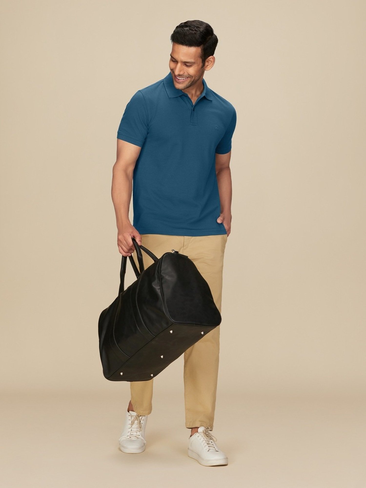 XYXX Isle Blue Cotton Regular Fit Polo T-Shirts