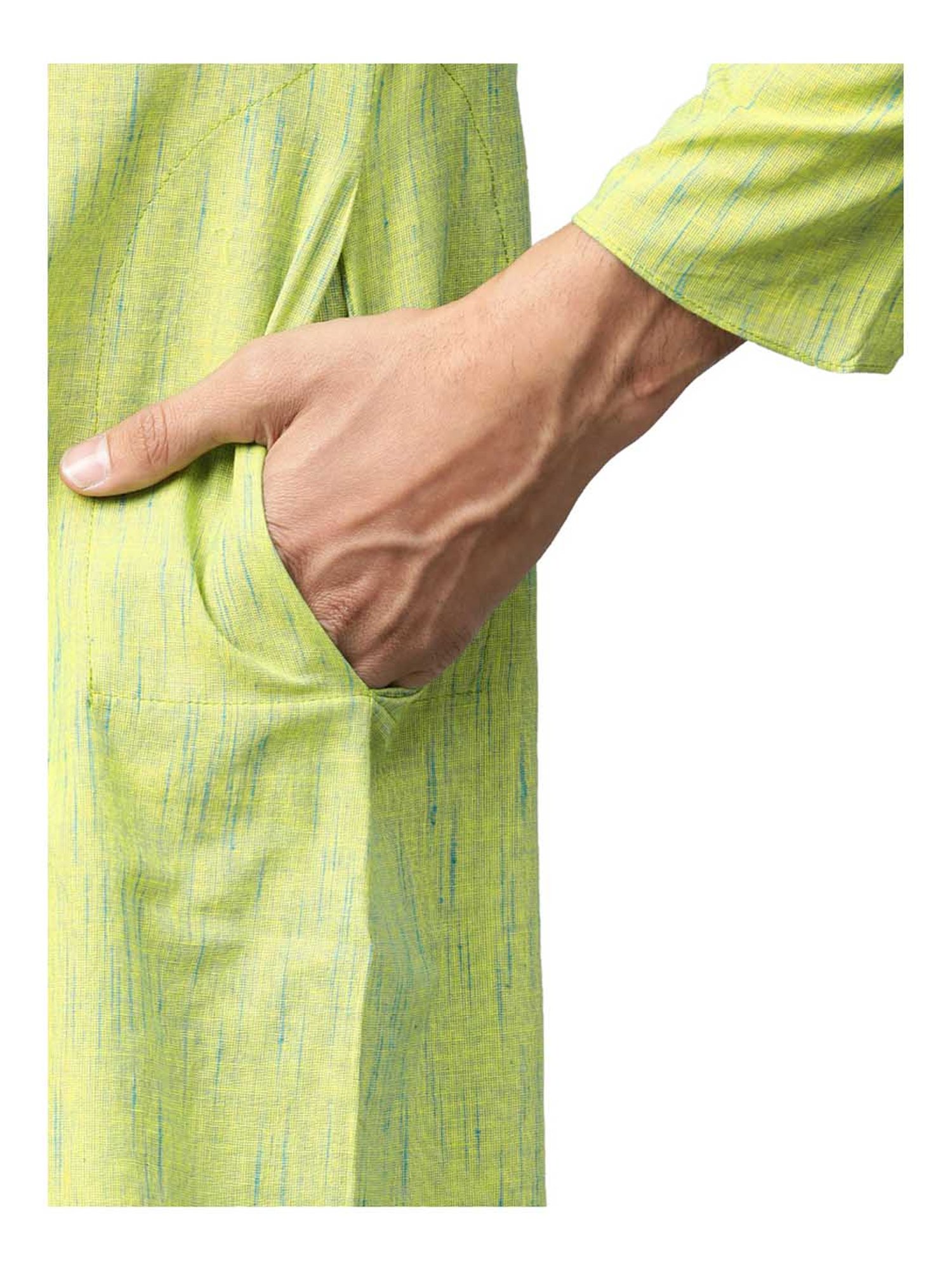 Manthan Green & White Regular Fit Kurta