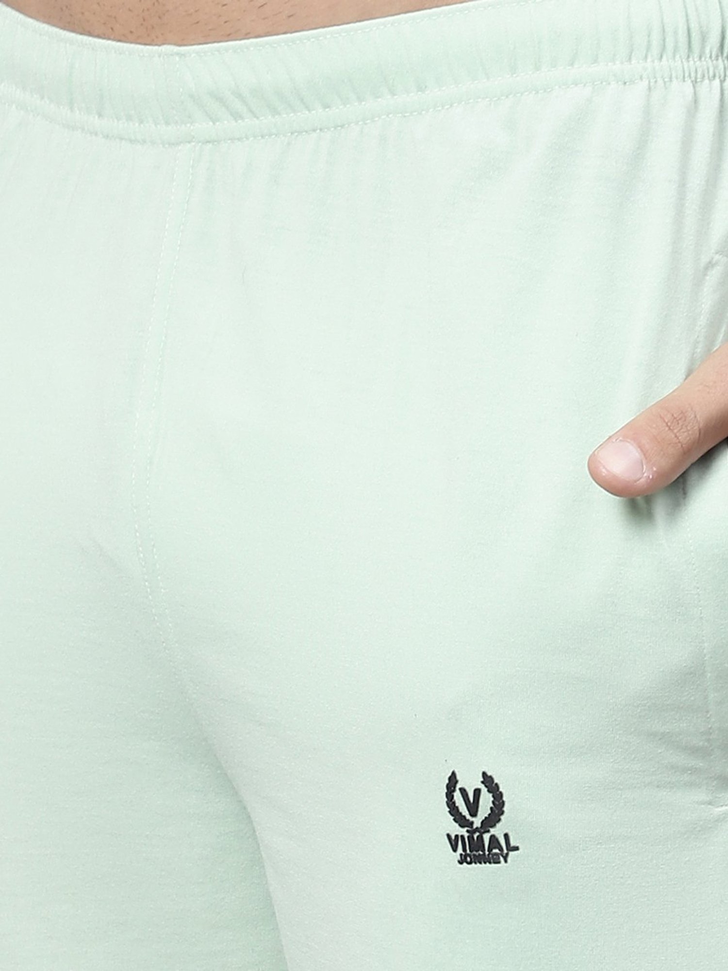 Vimal Jonney Light Green & Black Cotton Lounge Pants - Pack of 2