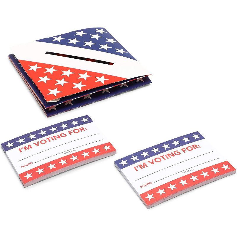Sparkle and Bash 51 Pack Patriotic Voting Box with Cards for Election Day (8 in Box)