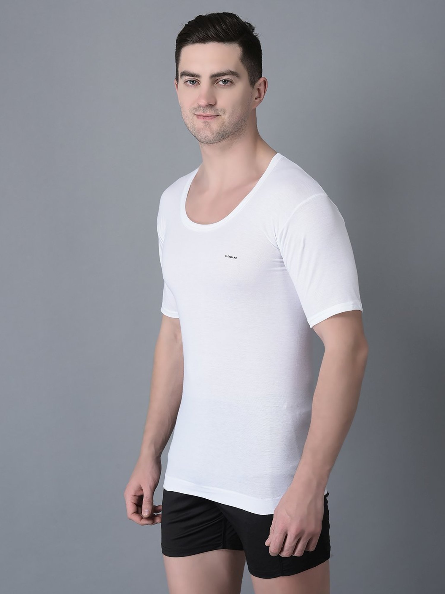 Dollar Bigboss White Cotton Regular Fit Vest - Pack Of 3