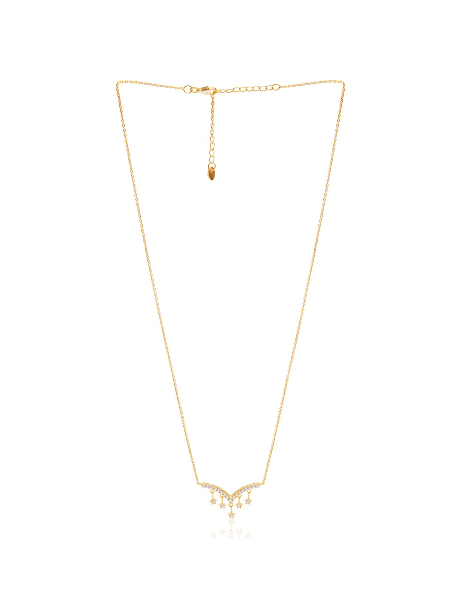 March by FableStreet 18k Gold-Plated 92.5 Sterling Silver V-shaped Dangling Star Necklace for Women