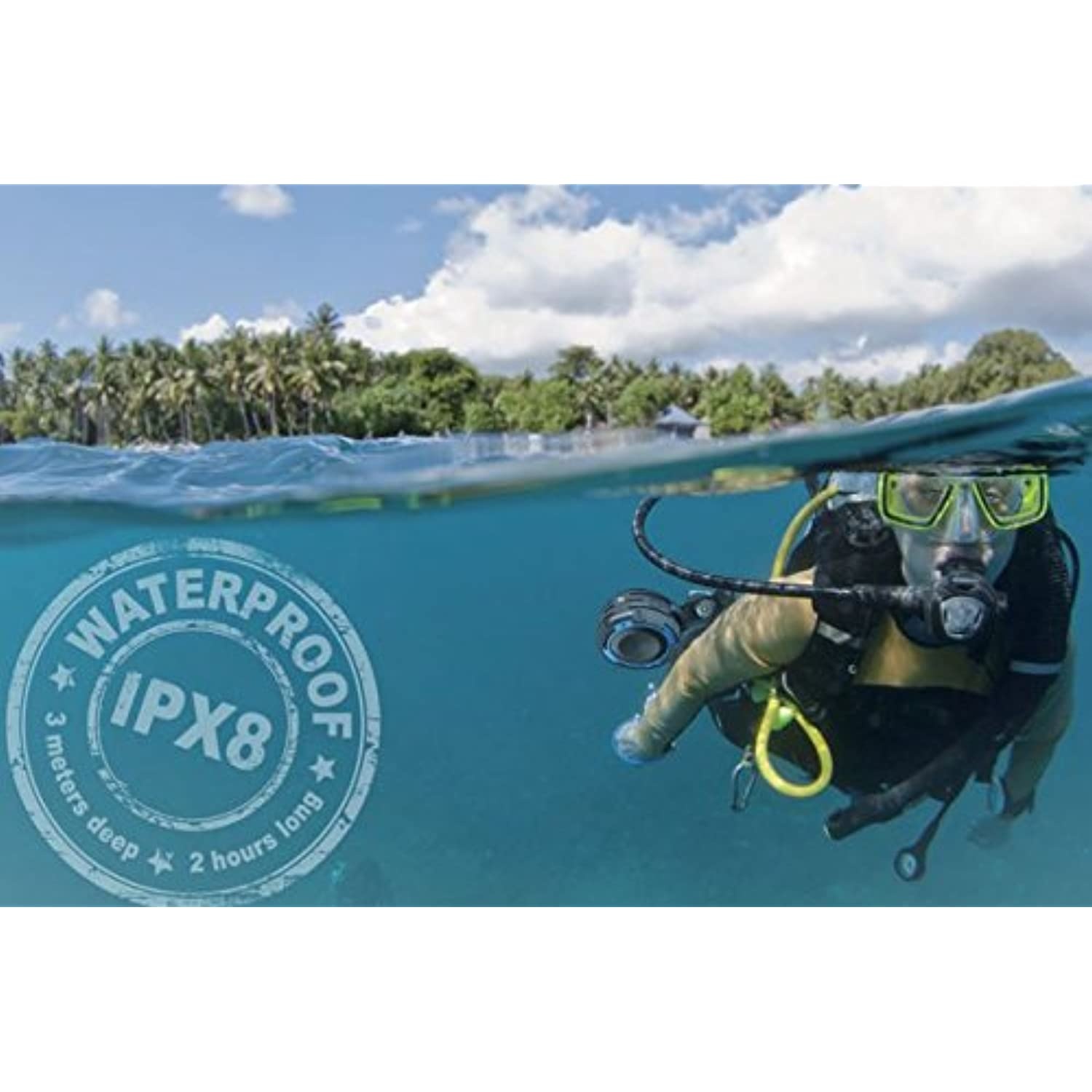 ENERMAX EAS03-BB Waterproof IPX 8 Compliant Bluetooth Speaker OMarine Black Blue