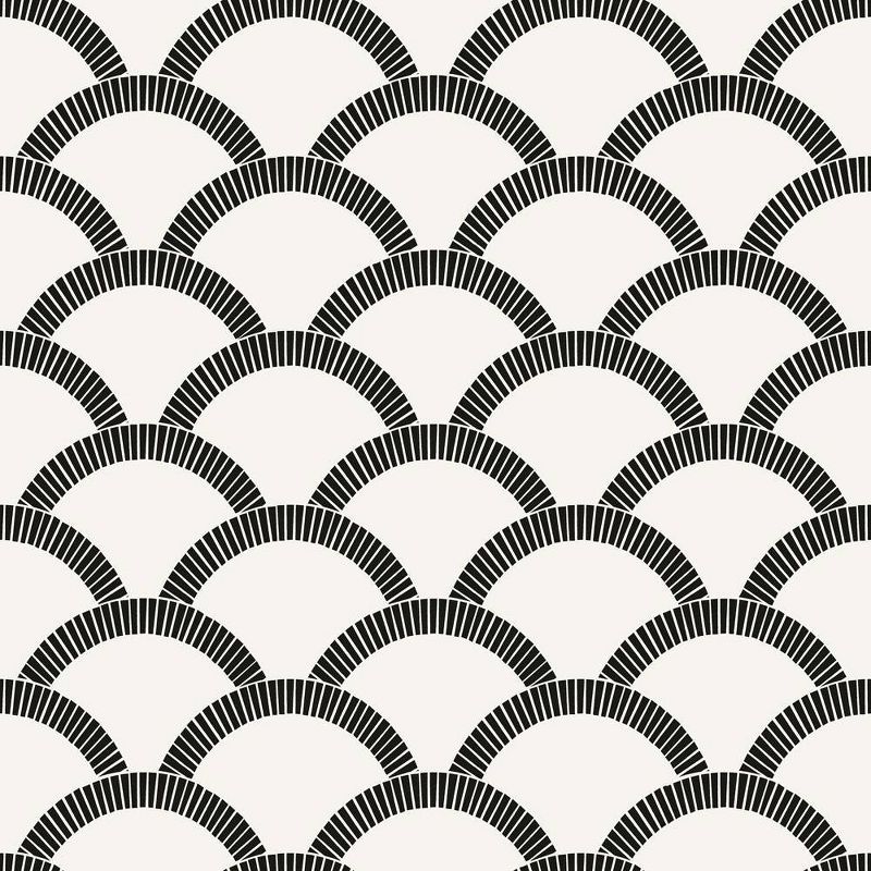 Tempaper Mosaic Scallop Self-Adhesive Removable Wallpaper Black/Cream