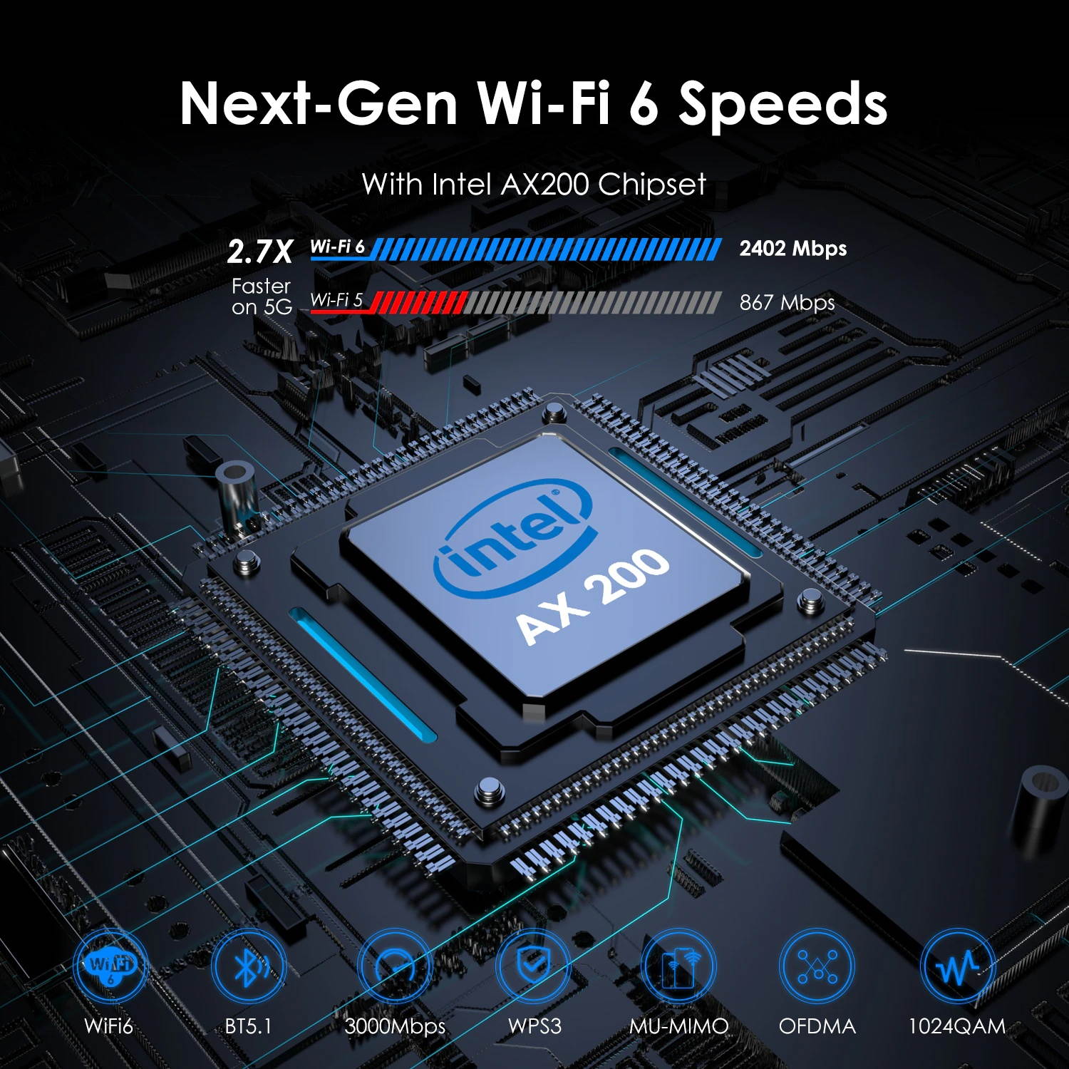 Wavlink AX WiFi 6 PCIe WiFi Adapter Bluetooth5.1 for Desktop PC 3000Mbps Intel WiFi 6 AX200 Dual Band PCI Express Network Card