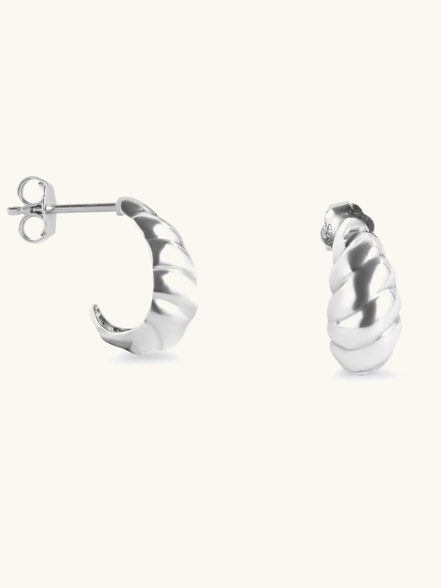 Mabel 92.5 Sterling Silver Croissant Huggies Earrings for Women