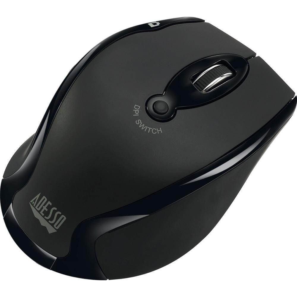 Adesso iMouse M20B - Wireless Ergonomic Optical Mouse - Optical - Wireless - Radio Frequency - Black - USB - 1600 dpi - Scroll Wheel - Right-handed Only