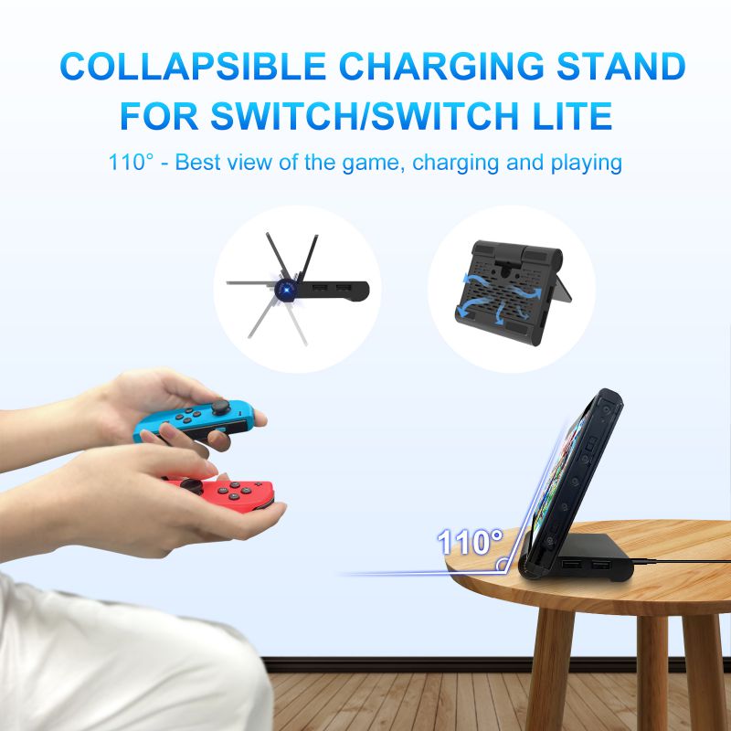 Noiposi Switch Dock for Nintendo, Switch Charger Dock for Nintendo Switch Stand with 4K HDMI TV Adapter, Portable Docking Station with USB 3.0 Port (Black)