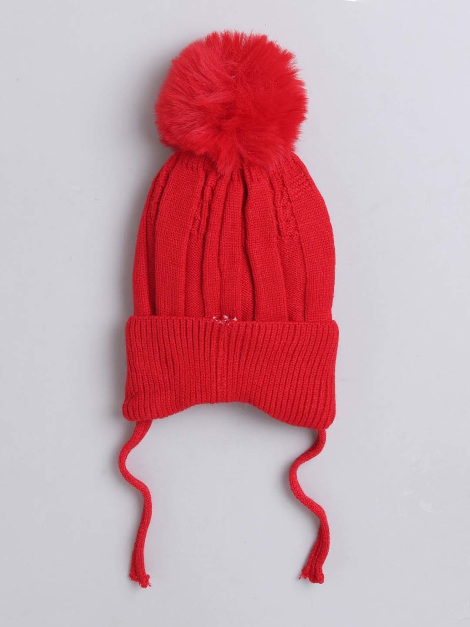 The Magic Wand Kids Red Embellished Winter Cap