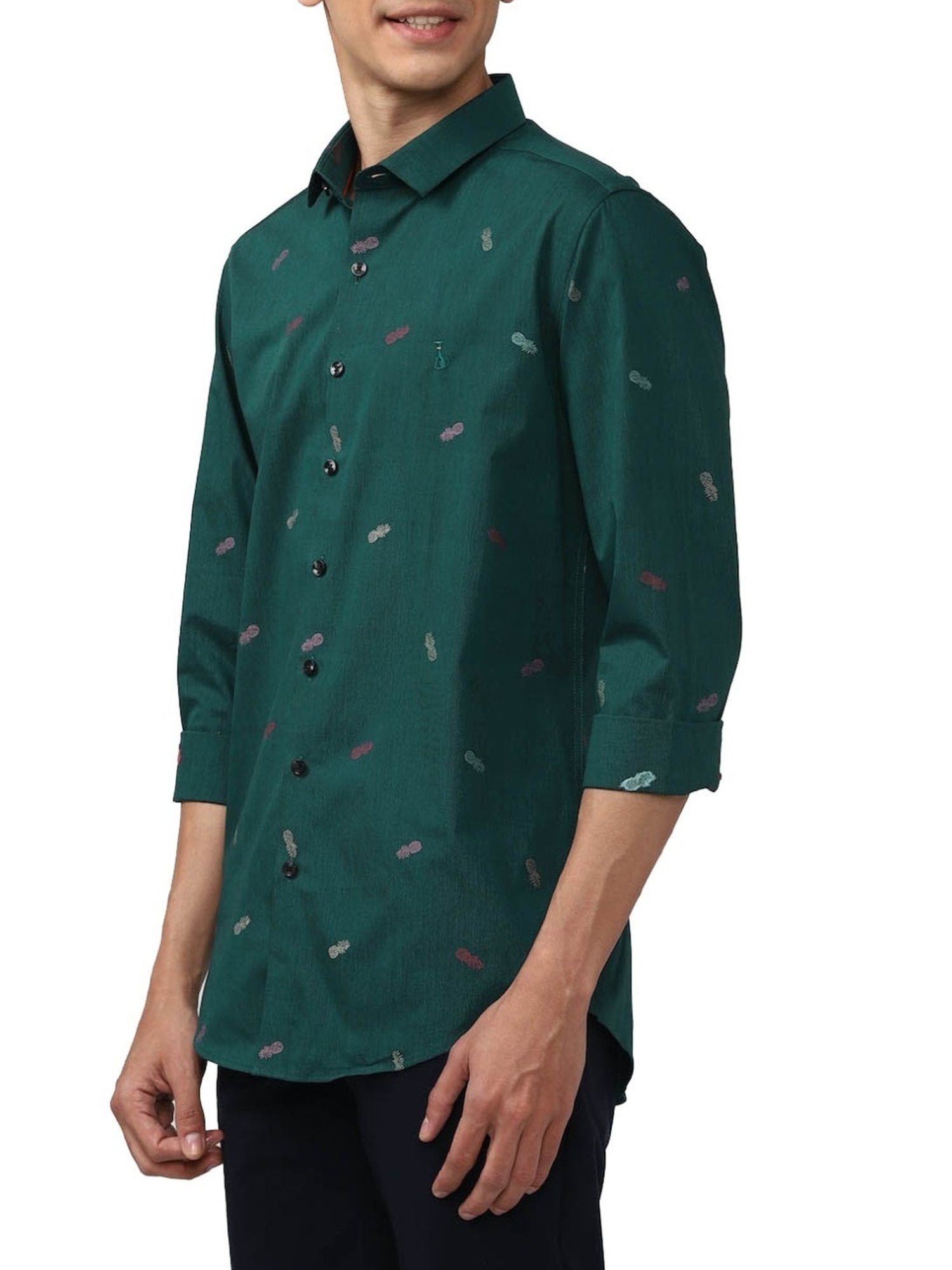 Simon Carter London Green Printed Slim Fit Shirt