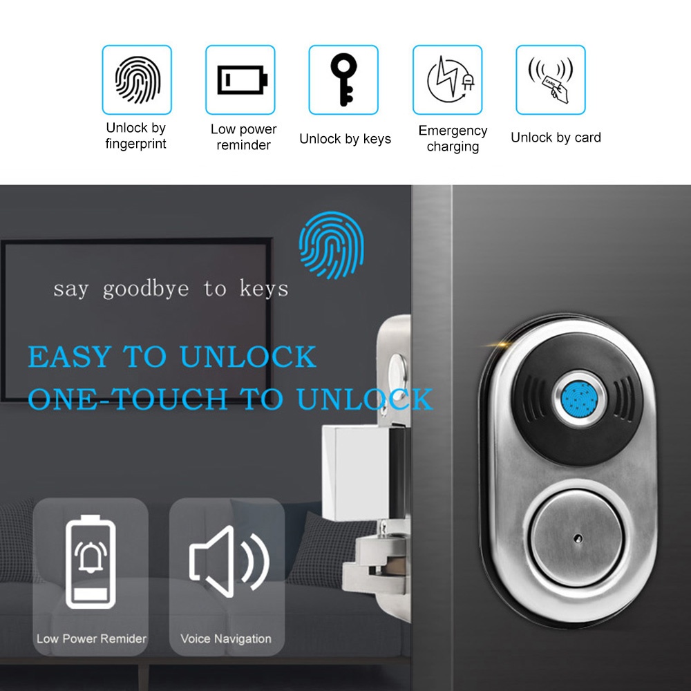 WAFU WF-014A Smart Fingerprint Lock Stainless Steel Electric Lock Door Entry Intelligent Lock Low Power Reminder Smart Home Villa Office Access Control Security System