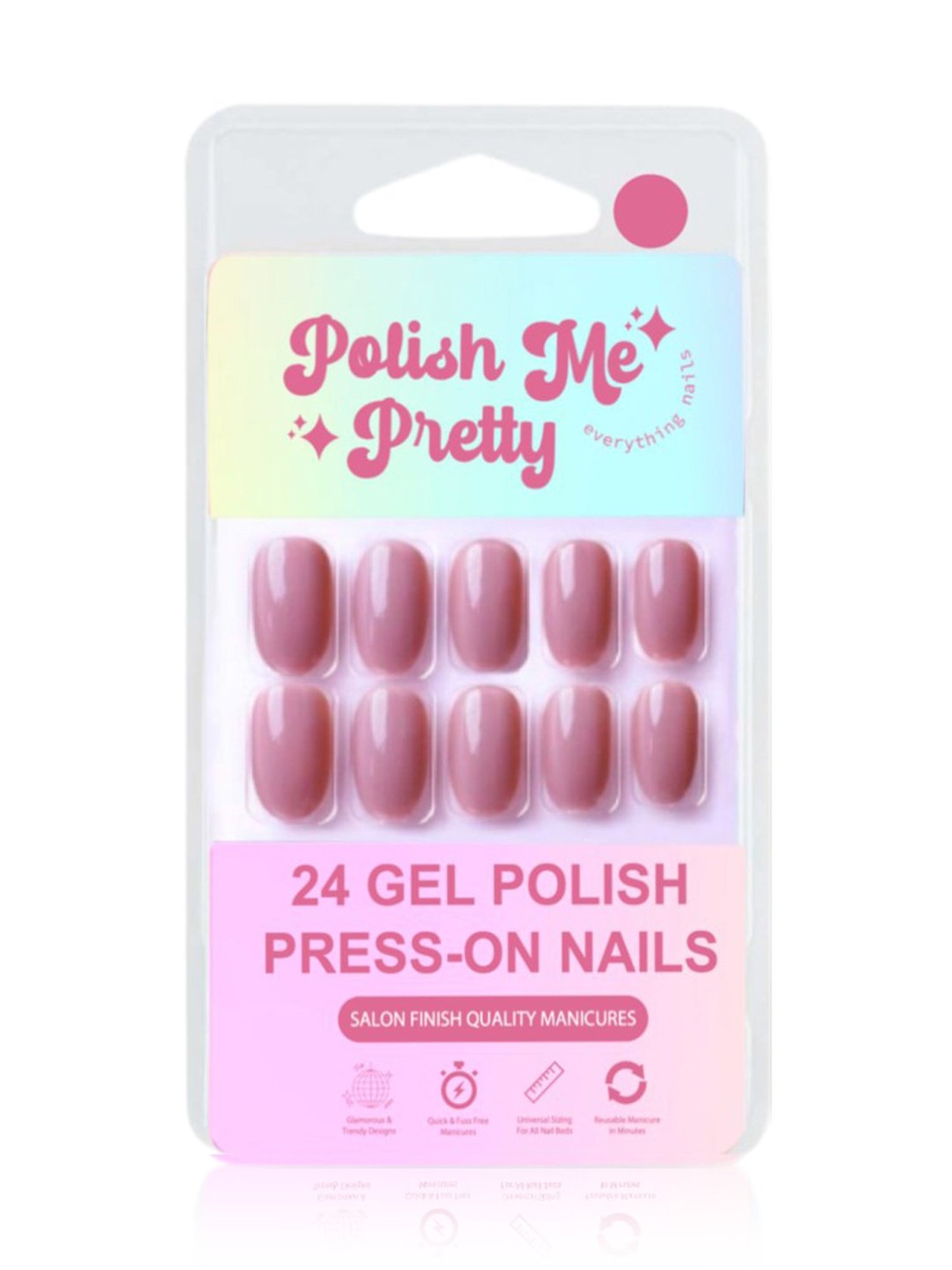 Polish Me Pretty Gel Polish Press-On Nails Pink Lemonade - Set of 24