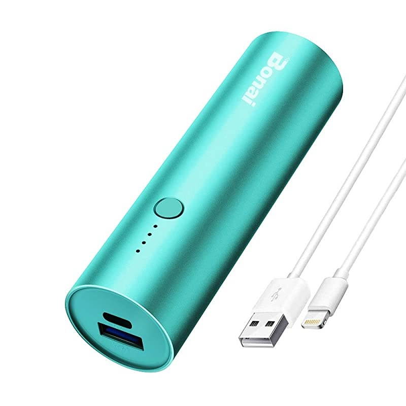 Portable Charger  Power Bank 5000mAh UltraCompactAluminumTravel Slim External Backup Battery Pack HighSpeed Output Compatible iPhoneiPadiPodSamsung MintCharging Cable Included