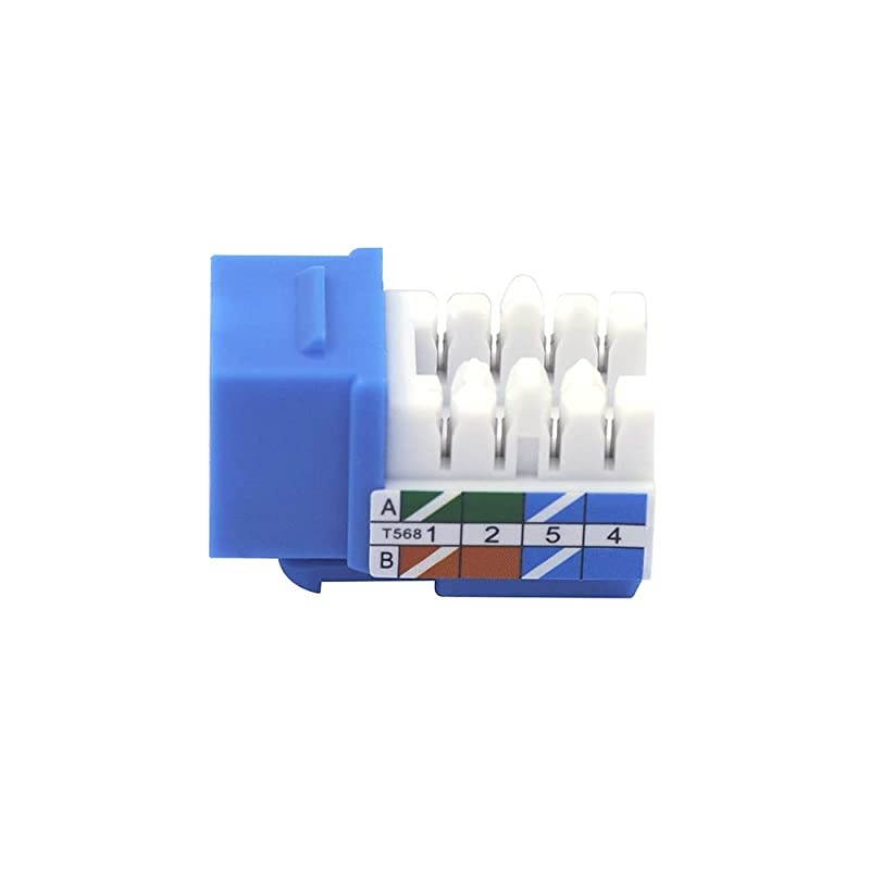 25-Pack RJ45 Cat6 Keystone Jack 90 Degree Insert, Punch Down Keystone Jack Adapter-Blue UL Listed