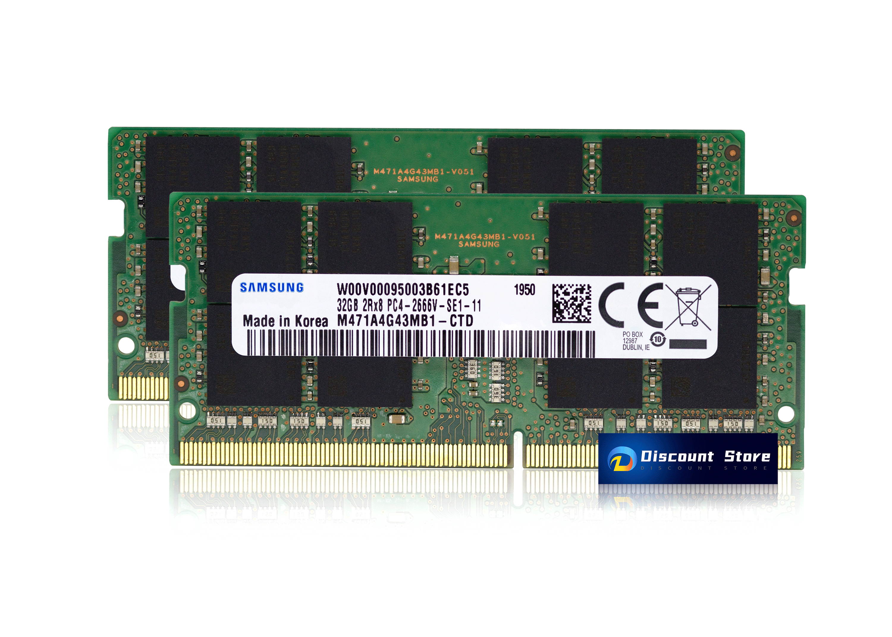 Samsung 64GB(2X32GB) DDR4 PC4-21300 2666MHZ 260 PIN SODIMM 1.2V CL 19 laptop ram memory M471A4G43MB1-CTD