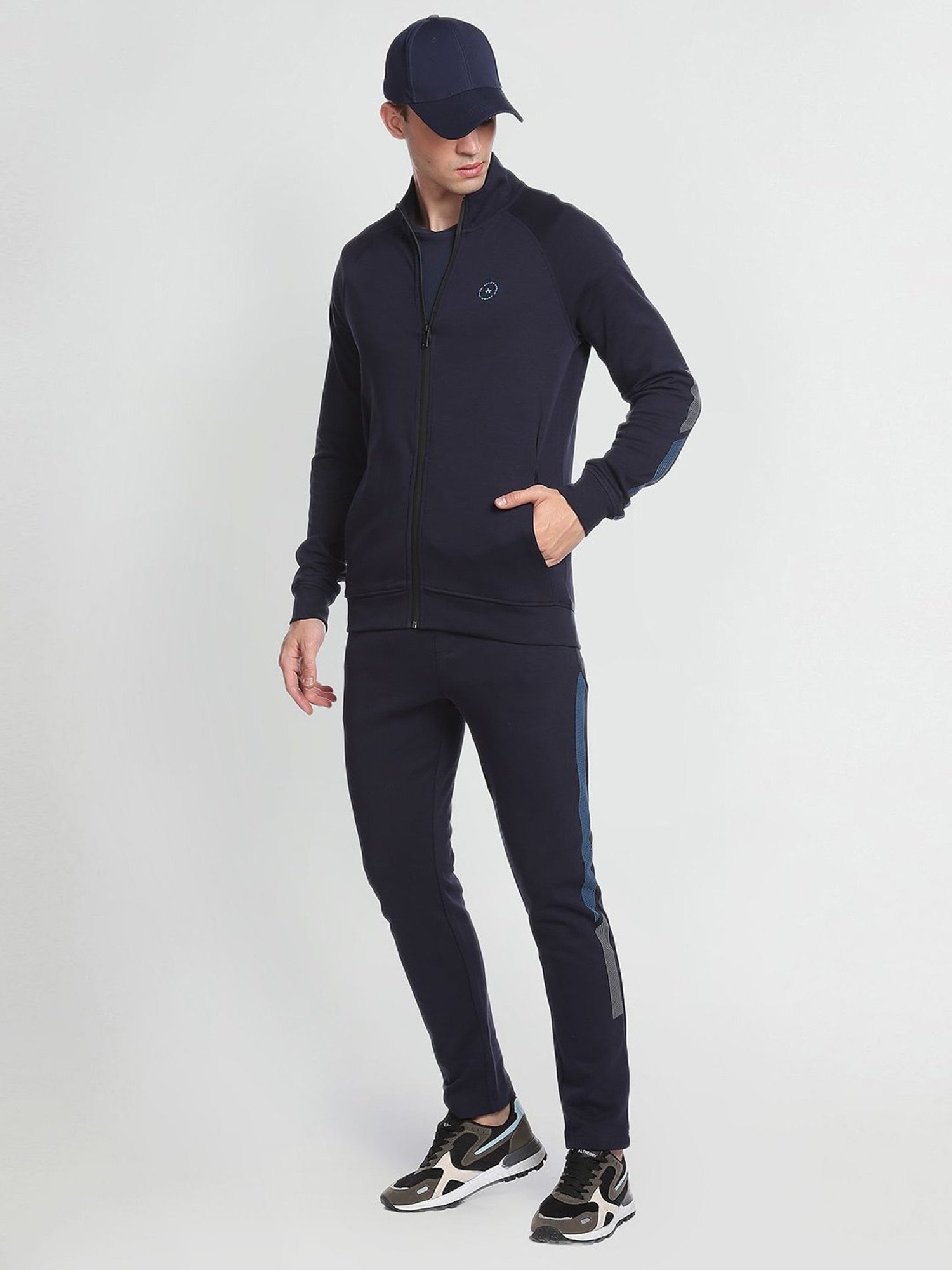 Arrow New York Navy Regular Fit Printed Trackpants