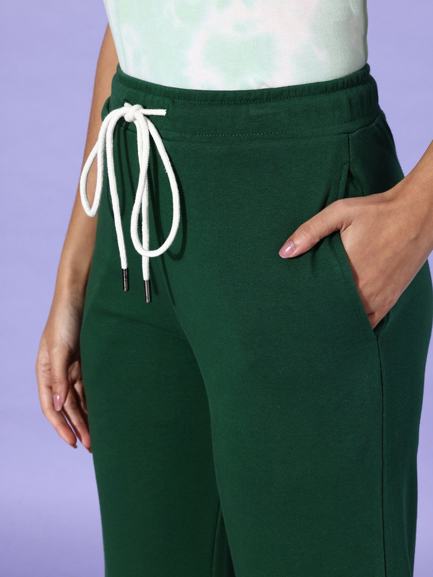 Dillinger Dark Green Fleece Regular Fit High Rise Trackpants